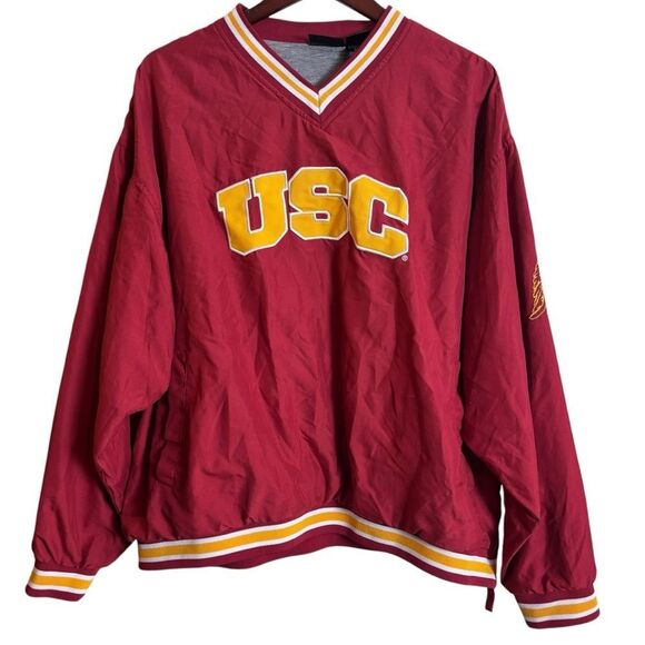 SOLD Vintage USC Trojans Men's Size XL Windbreaker Pullover Jacket V Neck - Picture 5 of 11